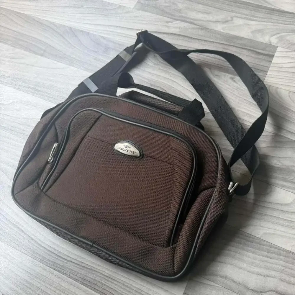 Vintage Y2K Dockers Brown Messenger Crossbody Travel Bag